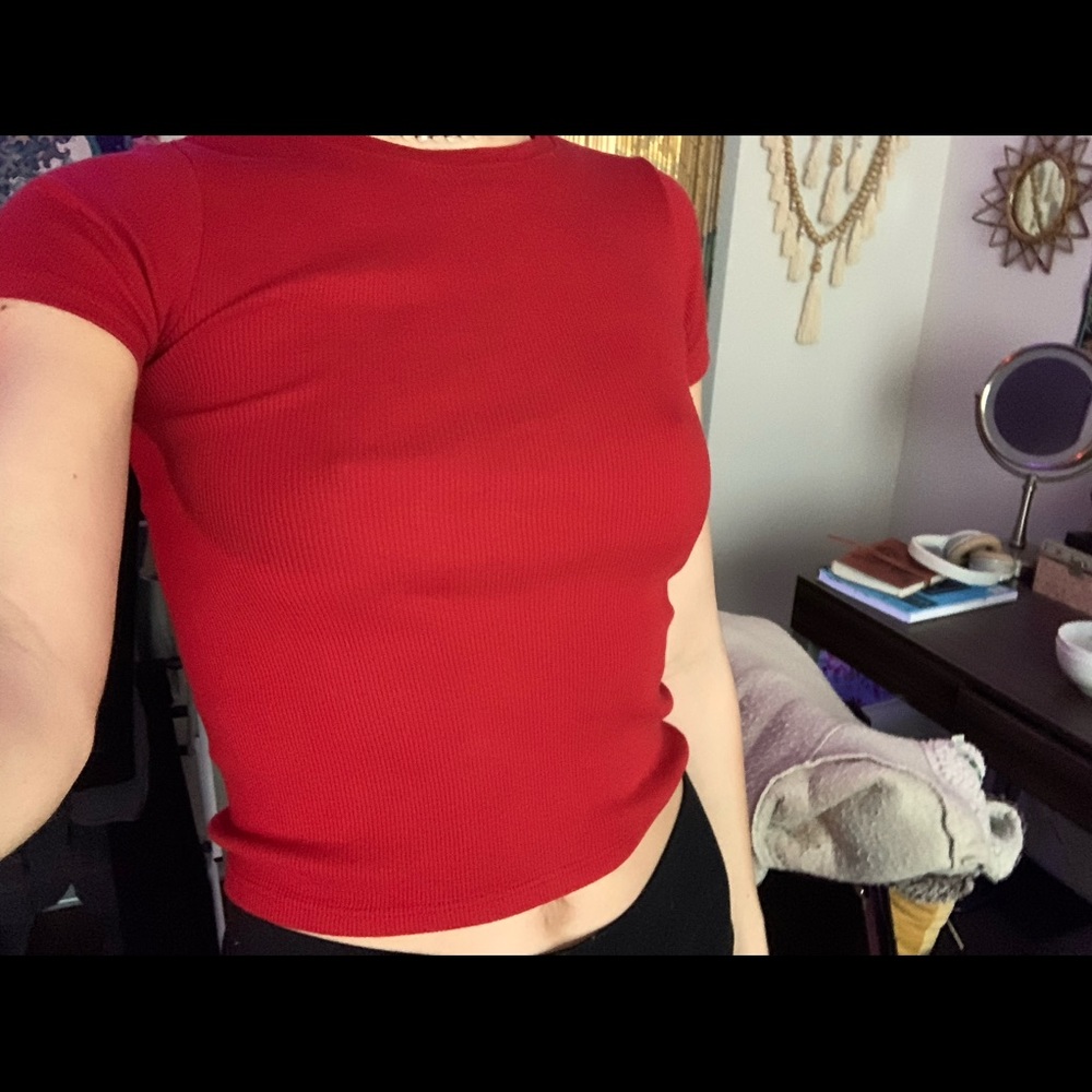 Brandy melville red crop tee!